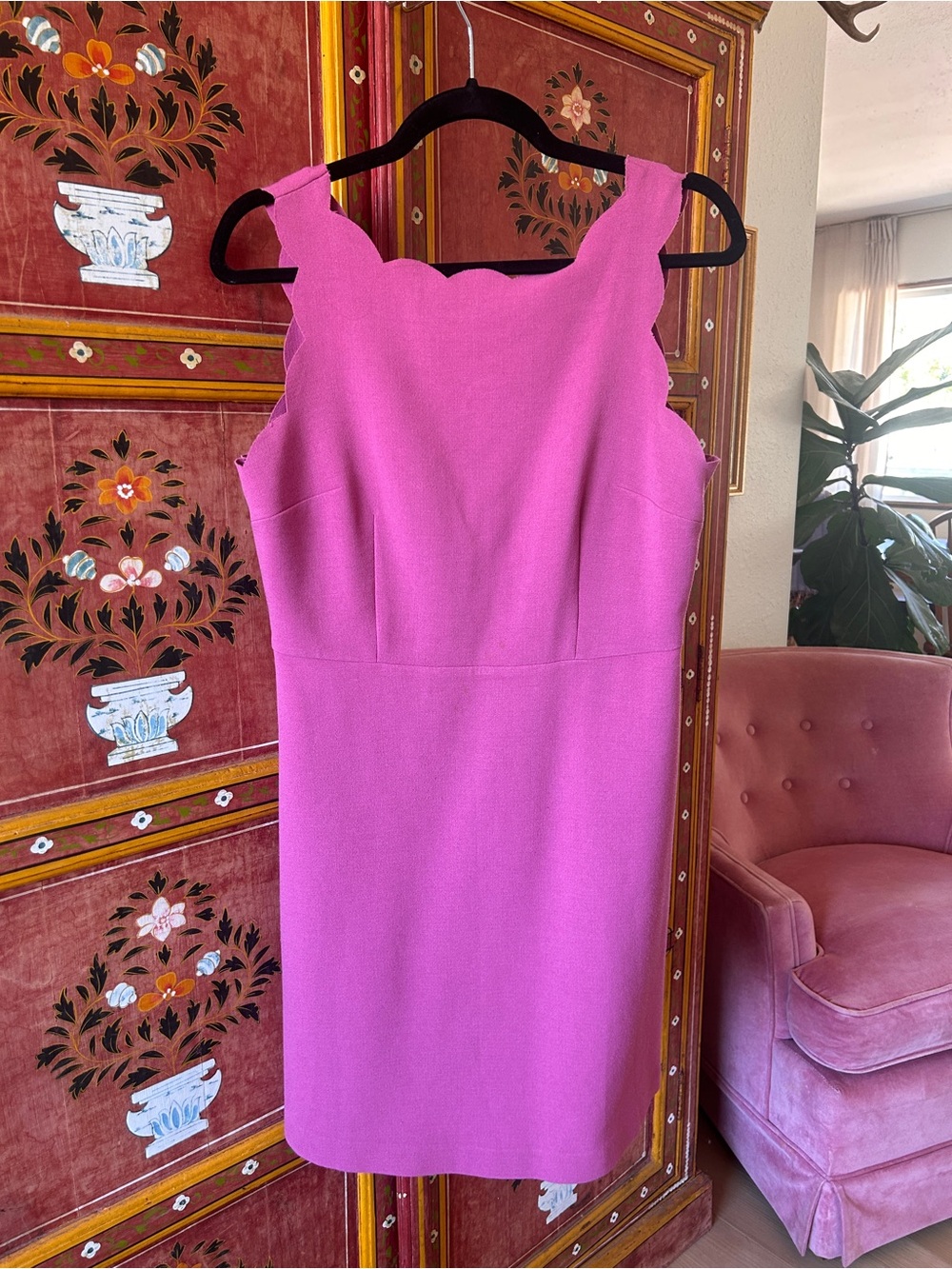 LOFT Pink Scalloped Sheath Dress